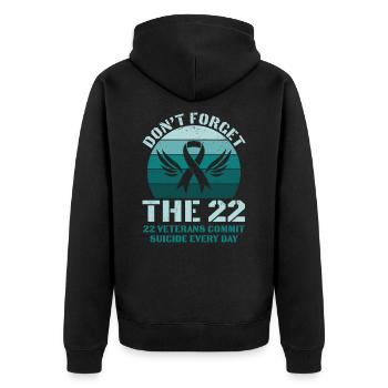 Vergessen Sie nicht 22 Veteranen Ptsd Awareness - Unisex Premium Bio Zip Hoodie - Schwarz - Hinten - Nico (187cm)