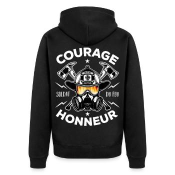 Soldat du feu Courage Honneur Cadeau Pompier - Veste à capuche bio Premium Unisexe - noir - Dos - Nico (187cm)