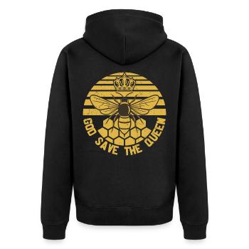 Gott rette die Königin Imker Honigbiene - Unisex Premium Bio Zip Hoodie - Schwarz - Hinten - Nico (187cm)