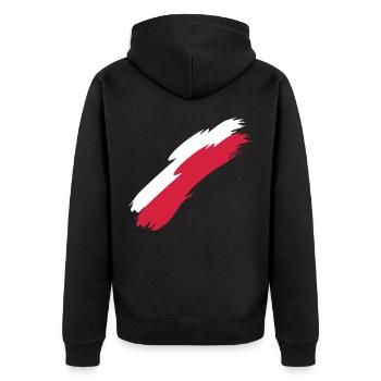 Poland - Unisex Premium Organic Zip Hoodie - black - Back - Nico (187cm)