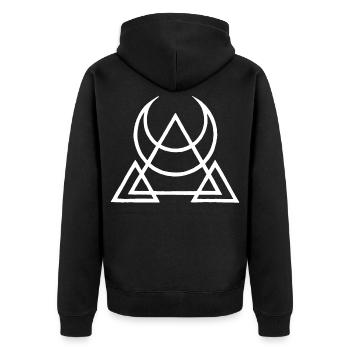 symbole blanc des pyramides égyptiennes - Veste à capuche bio Premium Unisexe - noir - Dos - Nico (187cm)