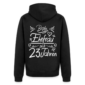 Seit 23 Jahren verheiratet - Hochzeit Jubiläum - Unisex Premium Bio Zip Hoodie - Schwarz - Hinten - Nico (187cm)