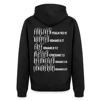 Holy Spirit Bible Verse - Unisex Premium Organic Zip Hoodie - black - Back - Nico (187cm)