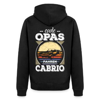 Coole Opas Fahren Cabrio Retro Auto Oldtimer Rente - Unisex Premium Bio Zip Hoodie - Schwarz - Hinten - Nico (187cm)