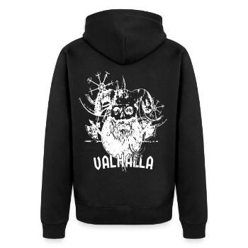 Bearded Viking skull in white - Unisex Premium Organic Zip Hoodie - black - Back - Nico (187cm)