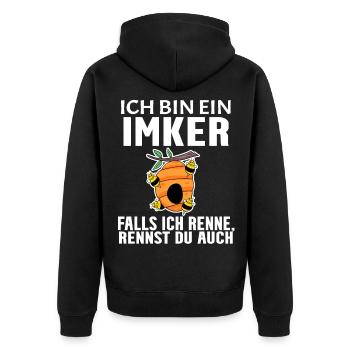 Bienen Imker Biene - Unisex Premium Bio Zip Hoodie - Schwarz - Hinten - Nico (187cm)