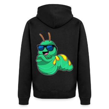 Raupe Sonnenbrille - Unisex Premium Bio Zip Hoodie - Schwarz - Hinten - Nico (187cm)