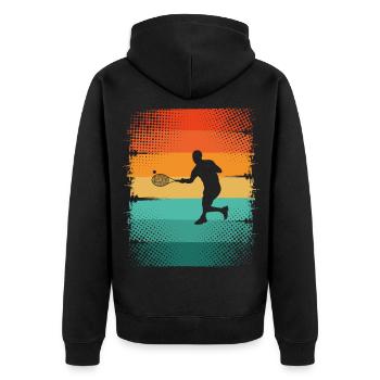 Tennis - Unisex Premium Bio Zip Hoodie - Schwarz - Hinten - Nico (187cm)
