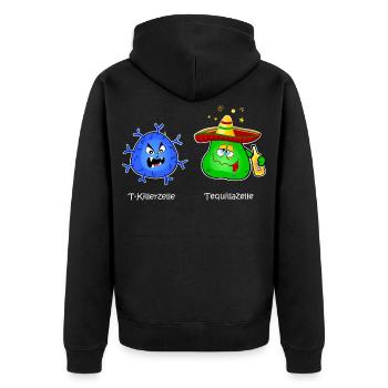 T killer cell, immune system, virus tequila T cell - Unisex Premium Organic Zip Hoodie - black - Back - Nico (187cm)