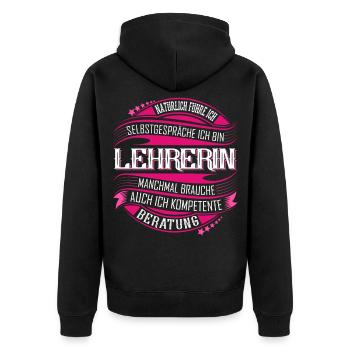 Lehrerin - Unisex Premium Bio Zip Hoodie - Schwarz - Hinten - Nico (187cm)