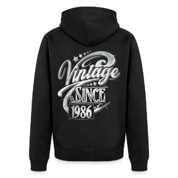 1986 Vintage Birthday Year vintage vintage - Unisex Premium Organic Zip Hoodie - black - Back - Nico (187cm)