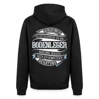 Bodenleger - Unisex Premium Bio Zip Hoodie - Schwarz - Hinten - Nico (187cm)