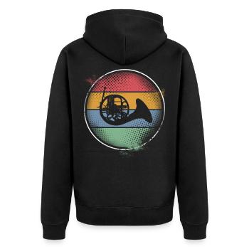 Bugle - Unisex Premium Organic Zip Hoodie - black - Back - Nico (187cm)
