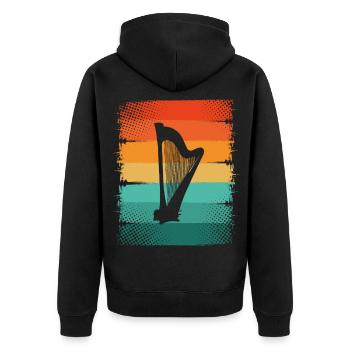 Harp - Unisex Premium Organic Zip Hoodie - black - Back - Nico (187cm)