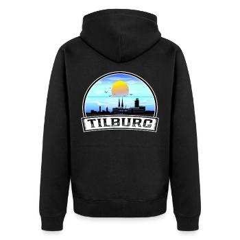 Tilburg Pays-Bas Skyline Vintage Sunset Travel - Veste à capuche bio Premium Unisexe - noir - Dos - Nico (187cm)
