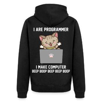 Programmierer - Unisex Premium Bio Zip Hoodie - Schwarz - Hinten - Nico (187cm)