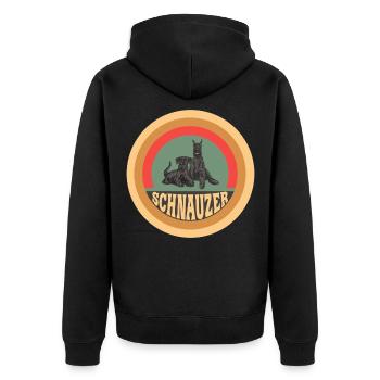 Schnauzer Vintage Hunde Design - Unisex Premium Bio Zip Hoodie - Schwarz - Hinten - Nico (187cm)