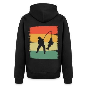 Angler - Unisex Premium Bio Zip Hoodie - Schwarz - Hinten - Nico (187cm)