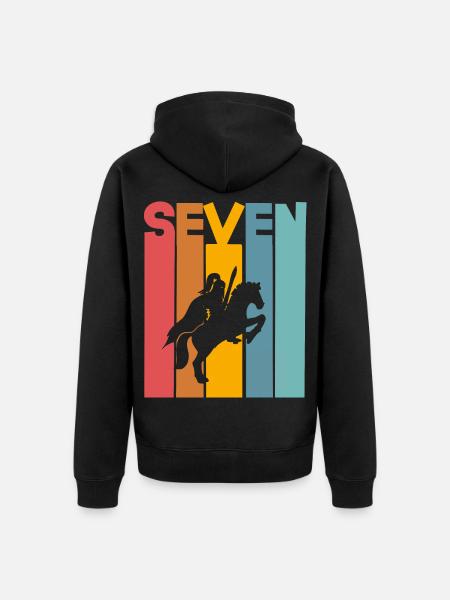 7 ans chevalier anniversaire d’enfant - Veste à capuche bio Premium Unisexe - noir