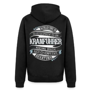 Kranführer - Unisex Premium Bio Zip Hoodie - Schwarz - Hinten - Nico (187cm)