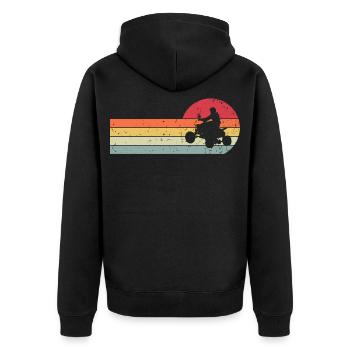 Quad - Unisex Premium Bio Zip Hoodie - Schwarz - Hinten - Nico (187cm)