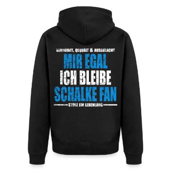 Mir Egal ich bleibe Schalke Fan Vintage - Unisex Premium Bio Zip Hoodie - Schwarz - Hinten - Nico (187cm)