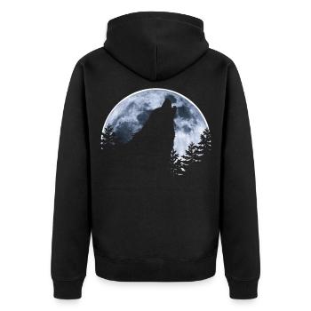 Loup hurle lune - La silhouette du loup - Veste à capuche bio Premium Unisexe - noir - Dos - Nico (187cm)