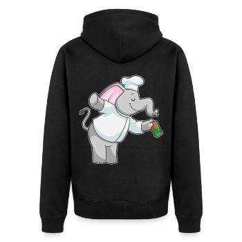 Elefant Koch Salzstreuer Kochen - Unisex Premium Bio Zip Hoodie - Schwarz - Hinten - Nico (187cm)
