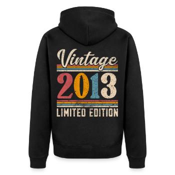 2013 Année de naissance Vintage Retro Vintage - Veste à capuche bio Premium Unisexe - noir - Dos - Nico (187cm)