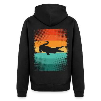 Alligator - Unisex Premium Bio Zip Hoodie - Schwarz - Hinten - Nico (187cm)