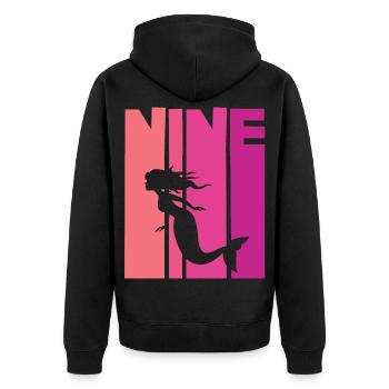 Mermaid 9 years children 9th birthday - Unisex Premium Organic Zip Hoodie - black - Back - Nico (187cm)