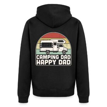 Camping Dad Happy Dad Retro Vintage - Unisex Premium Organic Zip Hoodie - black - Back - Nico (187cm)