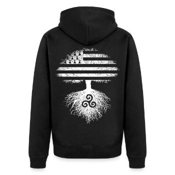 Arbre Drapeau Bretagne Gwenn ha Du Triskèle Breton - Veste à capuche bio Premium Unisexe - noir - Dos - Nico (187cm)