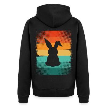 Hase - Unisex Premium Bio Zip Hoodie - Schwarz - Hinten - Nico (187cm)