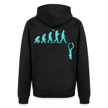 Freediving Evolution - Unisex Premium Organic Zip Hoodie - black - Back - Nico (187cm)