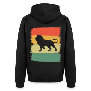 Lion - Unisex Premium Organic Zip Hoodie - black - Back - Nico (187cm)