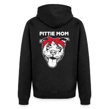 Pittie Mom Pitbull Hundeliebhaber - Unisex Premium Bio Zip Hoodie - Schwarz - Hinten - Nico (187cm)