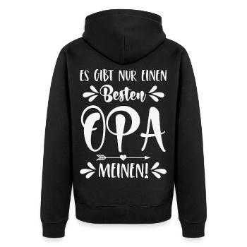 Es gibt nur einen besten Opa - Meinen Spruch Enkel - Unisex Premium Bio Zip Hoodie - Schwarz - Hinten - Nico (187cm)