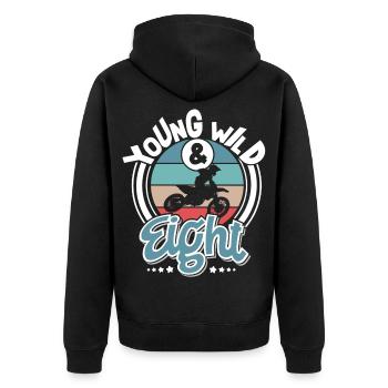 Motocross enfants 8 ans - Veste à capuche bio Premium Unisexe - noir - Dos - Nico (187cm)