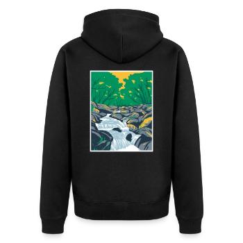 Becky Falls auf Dartmoor WPA Poster Art Deco - Unisex Premium Bio Zip Hoodie - Schwarz - Hinten - Nico (187cm)