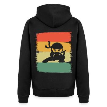 Ninja - Unisex Premium Organic Zip Hoodie - black - Back - Nico (187cm)