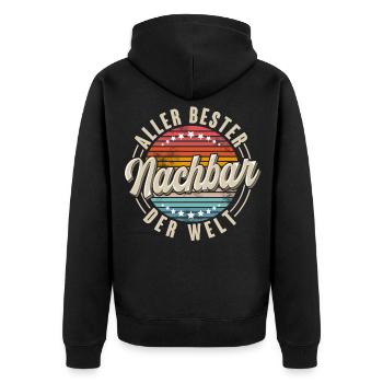 Nachbar - Unisex Premium Bio Zip Hoodie - Schwarz - Hinten - Nico (187cm)
