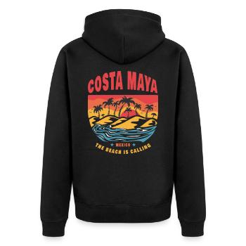 Costa Maya Mexiko Beach - Unisex Premium Bio Zip Hoodie - Schwarz - Hinten - Nico (187cm)