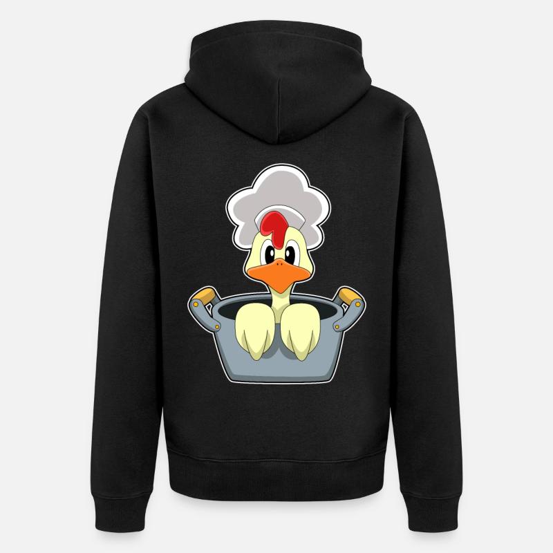 Poulet avec marmite - Veste à capuche bio Premium Unisexe - noir