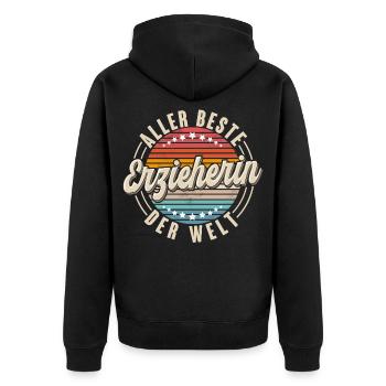 Erzieherin - Unisex Premium Bio Zip Hoodie - Schwarz - Hinten - Nico (187cm)