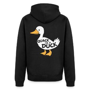 Quack I’m A Duck Lazy Halloween Costume - Unisex Premium Organic Zip Hoodie - black - Back - Nico (187cm)