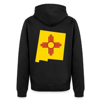 New Mexico USA Staat New Mexico Flagge Karte - Unisex Premium Bio Zip Hoodie - Schwarz - Hinten - Nico (187cm)
