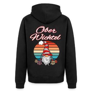 Ober Wichtel Weihnachts Gnom - Unisex Premium Bio Zip Hoodie - Schwarz - Hinten - Nico (187cm)