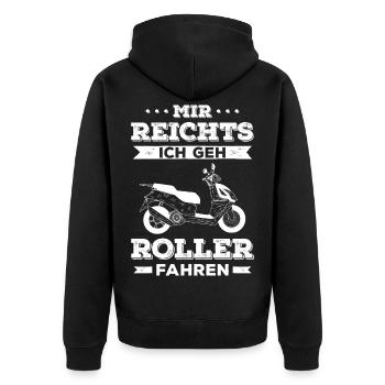 Mir Reichts Geh Roller Fahren Motorroller 50ccm - Unisex Premium Bio Zip Hoodie - Schwarz - Hinten - Nico (187cm)