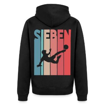 Fußball 7 Jahre Kinder Kindergeburtstag - Unisex Premium Bio Zip Hoodie - Schwarz - Hinten - Nico (187cm)